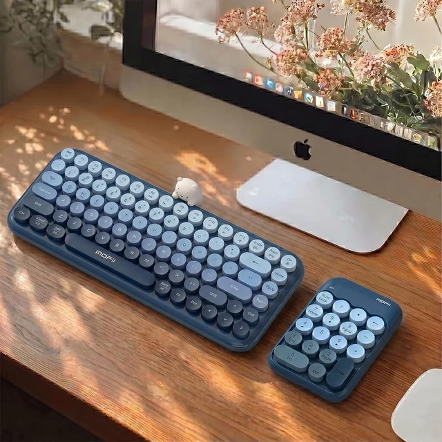 Alt view image 3 of 7 - Cute Wireless Numeric Keypad with 2.4G USB Receiver, Colorful Round Keycaps, Portable Financial Accounting Numpad Number Keyboard, Suitable for PC, Laptop (Blue Gradient)