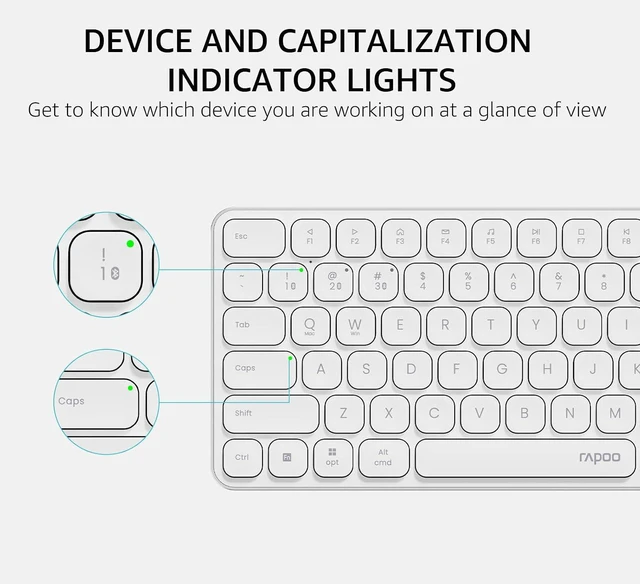 Alt view image 6 of 7 - RAPOO Wireless Keyboard for PC Laptop - 2.4GHz Multi-Device Wireless Bluetooth Keyboard with Number Pad, 99-Key Low-Profile Silent Computer Keyboard for Windows/Mac/Linux/Chrome, Support 4 Devices