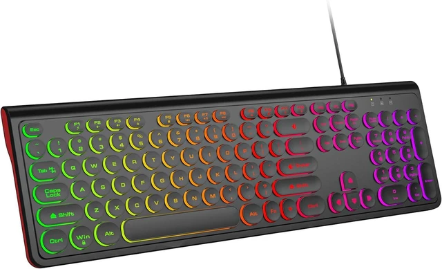 Main image of Dilter USB Wired Computer Keyboard with Backlit - Full Size Office Keyboard with Number Pad, Caps Indicators, Foldable Stands, for PC Laptop Desktop Windows 7 8 10 11 (Black)