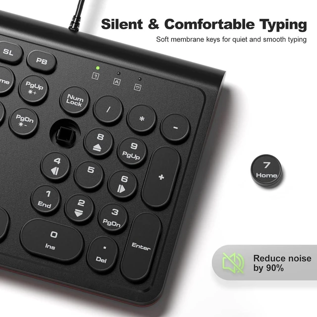 Alt view image 6 of 7 - Dilter USB Wired Computer Keyboard with Backlit - Full Size Office Keyboard with Number Pad, Caps Indicators, Foldable Stands, for PC Laptop Desktop Windows 7 8 10 11 (Black)