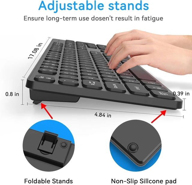 Alt view image 4 of 7 - Slim Wireless Keyboard for Mac and Windows, Ultra Quiet Low-Profile Flat Key Board with Full-Size Keys, 2.4GHz Wire Less for PC, Mac, Windows 11/10/8/7 (Black-1)
