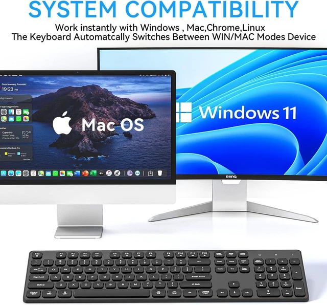Alt view image 5 of 7 - Slim Wireless Keyboard for Mac and Windows, Ultra Quiet Low-Profile Flat Key Board with Full-Size Keys, 2.4GHz Wire Less for PC, Mac, Windows 11/10/8/7 (Black-1)