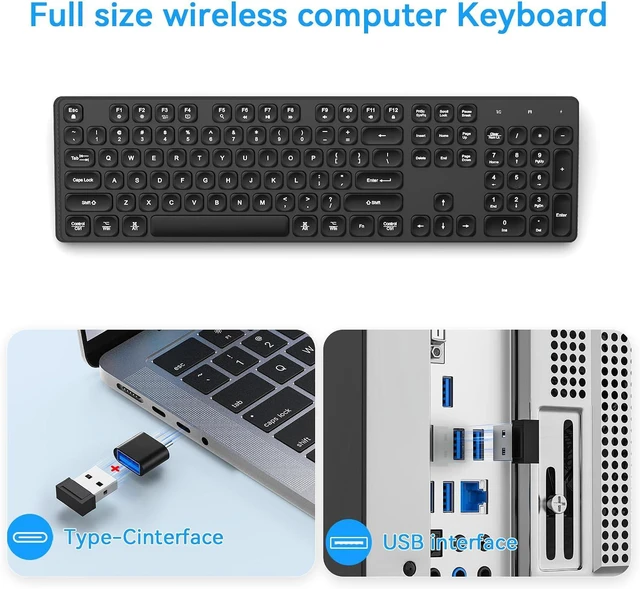 Alt view image 7 of 7 - Slim Wireless Keyboard for Mac and Windows, Ultra Quiet Low-Profile Flat Key Board with Full-Size Keys, 2.4GHz Wire Less for PC, Mac, Windows 11/10/8/7 (Black-1)