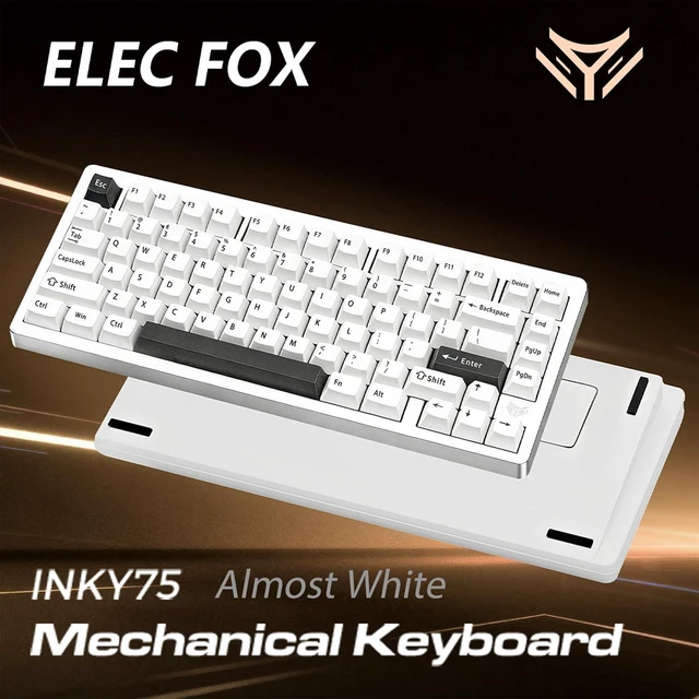 Alt view image 2 of 7 - MK INKY75 Mechanical Keyboard with Full Aluminum Wireless Mechanical Gaming Keyboard, 75% Layout Mechanical Keyboard BT/2.4G/USB-C,Hot Swappable, Creamy Sounding, RGB/PP/4000mAh(Almost White)