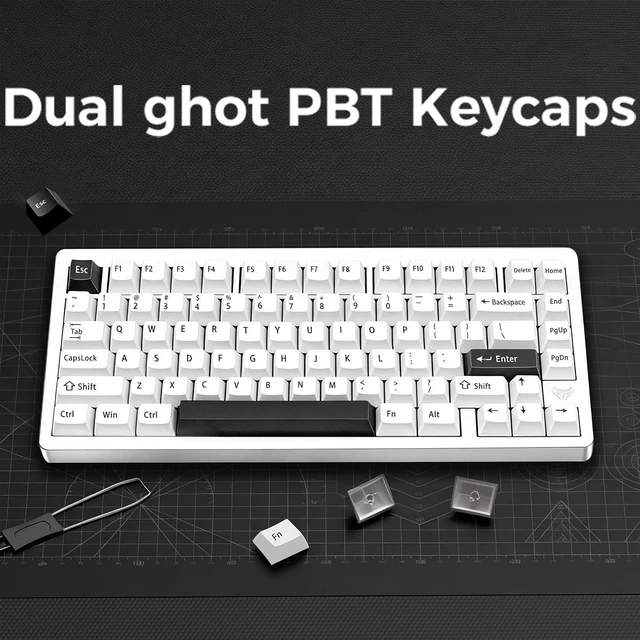 Alt view image 7 of 7 - MK INKY75 Mechanical Keyboard with Full Aluminum Wireless Mechanical Gaming Keyboard, 75% Layout Mechanical Keyboard BT/2.4G/USB-C,Hot Swappable, Creamy Sounding, RGB/PP/4000mAh(Almost White)