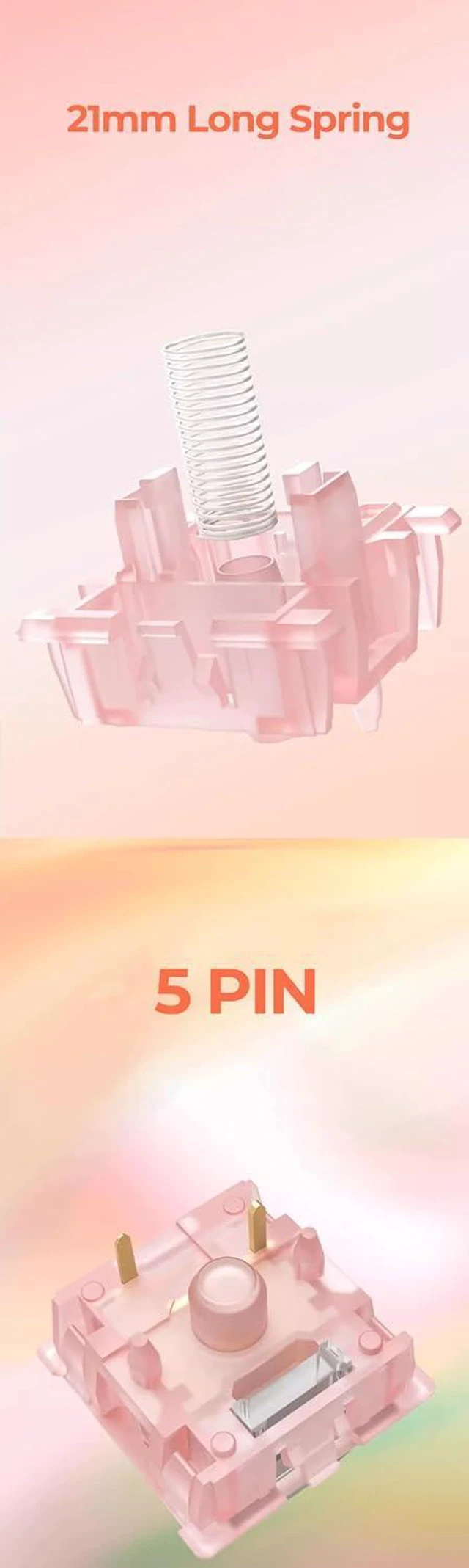 Alt view image 5 of 7 - KPREPUBLIC Outemu Silent Peach V3 Switch Silent Lemon V3 Switch Linear Tactile Lime for Mechanical Keyboard POM PA66 Factory Lubed (OTM V3 Silent Lemon LightGuide Switch x110)