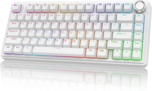 Main image of AULA F75 - 75% Mechanical Keyboard, Wireless Gaming keyboard BT5.0/2.4GHz/USB-C, Hot Swappable Custom Pre-lubed Switches with Knob, RGB Backlit Shine-Through PBT Keycaps Creamy Sounding Keyboard