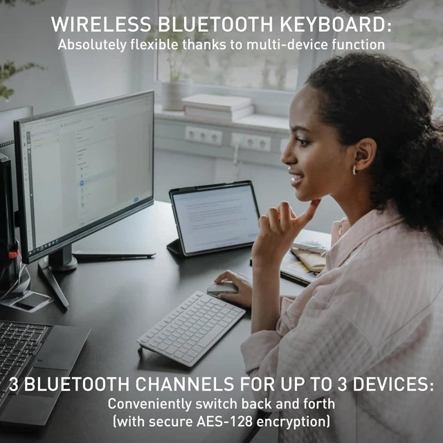 Alt view image 2 of 6 - Cherry KW 7100 Mini Multi-Device Compact Wireless Keyboard with Bluetooth.(Blue Slate)