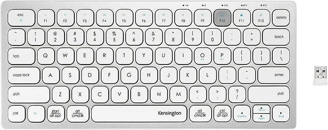 Main image of Kensington Multi-Device Dual Bluetooth Wireless Compact Keyboard with Easy-Switch for up to 3 Devices, Windows/Mac/Chrome and iOS Compatible - Silver (K75504US)