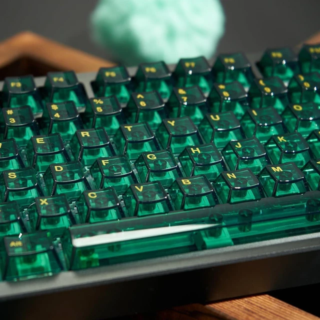 Alt view image 2 of 7 - Green Crystal Clear Keycaps Set, Cherry Profile Transparent Keycaps for 60% 65% 75% 100% Backlit Wireless Gateron Mx Switches Mechanical Gaming Keyboard