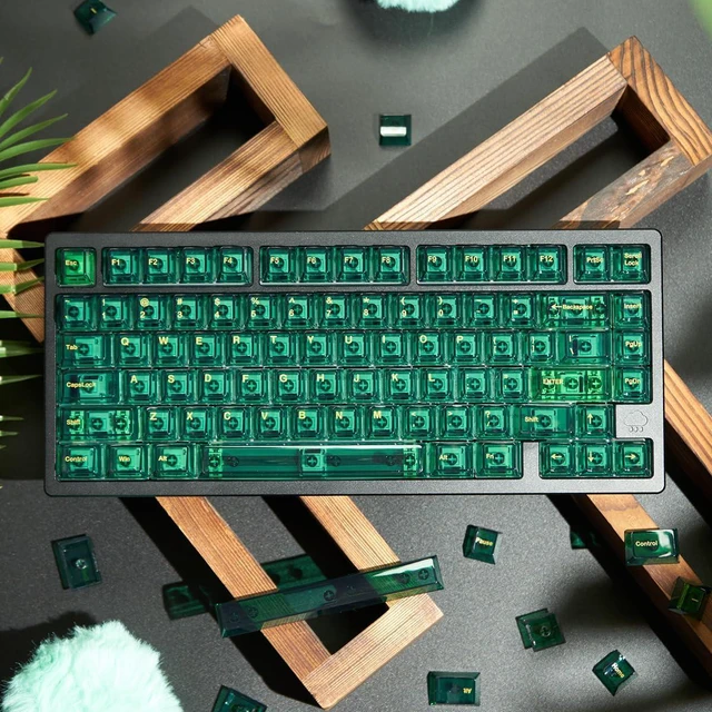 Alt view image 4 of 7 - Green Crystal Clear Keycaps Set, Cherry Profile Transparent Keycaps for 60% 65% 75% 100% Backlit Wireless Gateron Mx Switches Mechanical Gaming Keyboard
