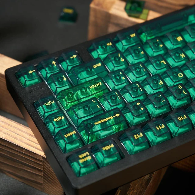 Alt view image 6 of 7 - Green Crystal Clear Keycaps Set, Cherry Profile Transparent Keycaps for 60% 65% 75% 100% Backlit Wireless Gateron Mx Switches Mechanical Gaming Keyboard