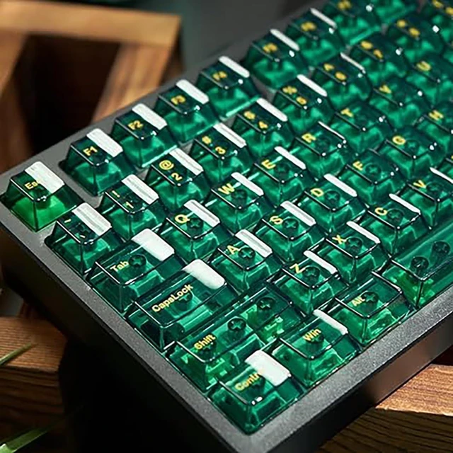 Alt view image 7 of 7 - Green Crystal Clear Keycaps Set, Cherry Profile Transparent Keycaps for 60% 65% 75% 100% Backlit Wireless Gateron Mx Switches Mechanical Gaming Keyboard