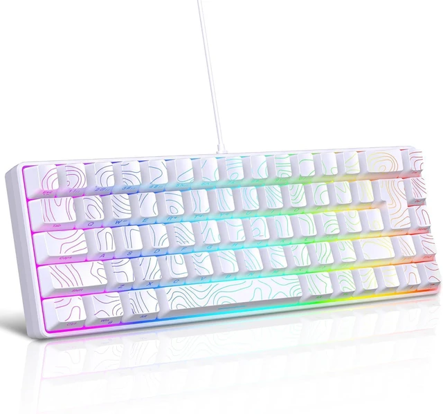 Main image of Snpurdiri 65% Wired Gaming Keyboard, 68 Keys RGB (Contour-line, White) | Backlit Ultra-Compact Small Gaming Keyboard, for PC/Mac Gamer, Typist, Travel, Easy to Carry on Business Trip