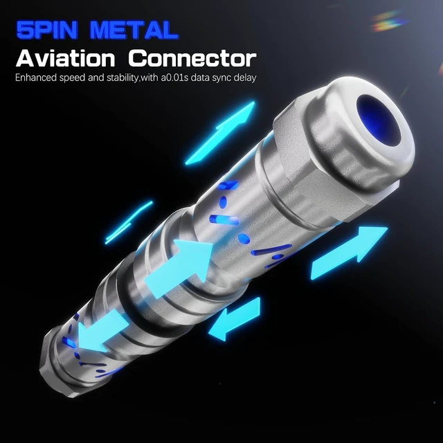 Alt view image 4 of 7 - ATTACK SHARK C07 Custom Braided Aviator Cable with Light Up RGB-Blue | 5 Pin Aviation Connector,USB-A to Type-C,Detachable CNC Magnetic Nameplate for Charging Phone 8KHZ Magnetic Keyboard X65 X68