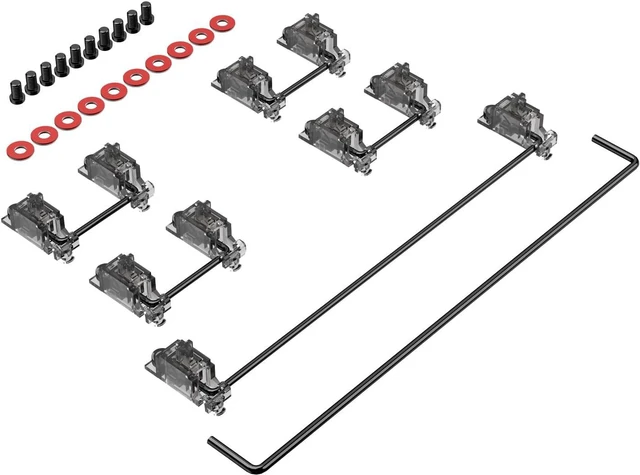 Alt view image 7 of 7 - DUROCK Stabilizer V3, Screw in Stabilizers with 2u 6.25u 7u Wires, PCB Mount Keyboard Stabilizers for Mechanical Keyboards (V3 Smokey Black 80% Kit)
