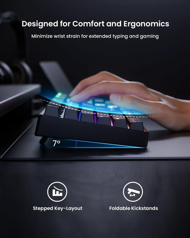 Alt view image 5 of 7 - RGB Mechanical Gaming Keyboard Blue Switch, 104 Keys Full-Size Light Up Keyboard with 11 Backlit Modes, Anti-Ghosting, Double-Shot ABS Keycaps, USB Wired Computer Keyboard for Windows PC Gamer