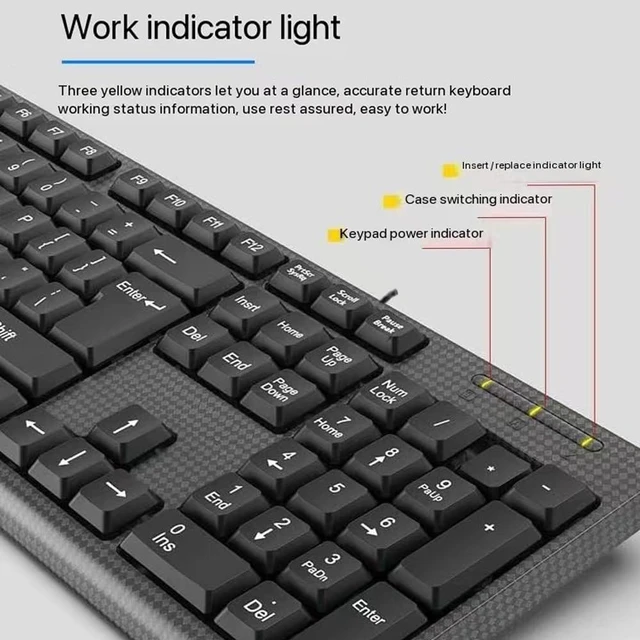 Alt view image 5 of 5 - Guiheng Wired Computer Keyboard, Plug Play USB, Large Number Pad, LED IndicatorsErgonomic, Foldable Stands,Anti-Wear Letters Full Size Keyboard,for Windows Mac PC Laptop-Black