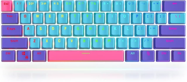 Alt view image 2 of 7 - WHYSP Backlit Keycaps 60% for GK61 60 Percent Keyboard OEM Profile PBT Key Cap Replacement 6.25U Space Bar