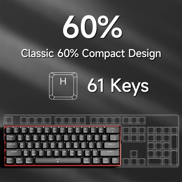 Alt view image 2 of 7 - KEMOVE K61SE Gaming Keyboard, 60 Percent Mechanical Keyboard, Wired RGB Backlit N-Key Rollover Compact Mini 61 Keys Keyboard for PC Laptop, Blue Switch