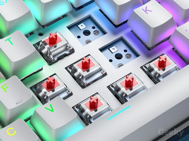 Alt view image 6 of 7 - Geeky GK61 60% | Hot Swappable Mechanical Gaming Keyboard | 61 Keys Multi Color RGB LED Backlit for PC/Mac Gamer | ANSI US American Layout (Blue, Mechanical Red)