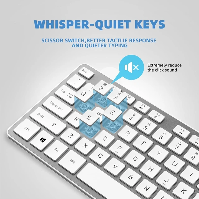 Alt view image 5 of 7 - Wired USB Keyboard with Cover/Protector Skin, Low-Profile Flat Keyboard with US Layout (QWERTY), Durable Ultra-Slim Quiet Computer Keyboard for PC Windows 11/10 / 8/7 / XP/Vista - Silver