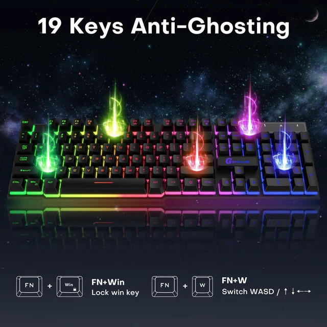 Alt view image 7 of 7 - GEODMAER Gaming Keyboard, 104 Keys Full Size PC Keyboard