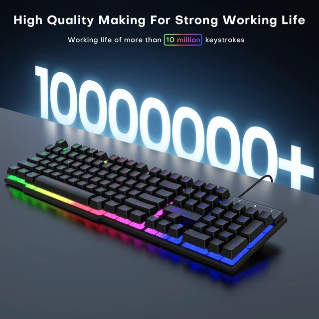 Alt view image 4 of 7 - GEODMAER Gaming Keyboard, 104 Keys Full Size PC Keyboard