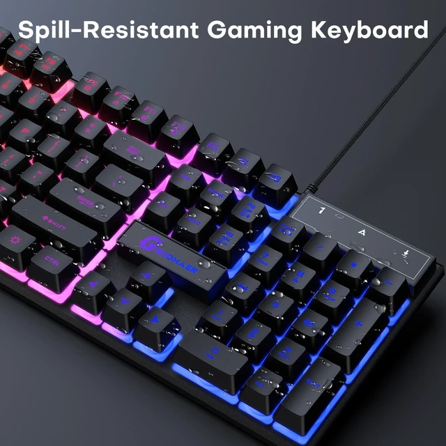 Alt view image 6 of 7 - GEODMAER Gaming Keyboard, 104 Keys Full Size PC Keyboard