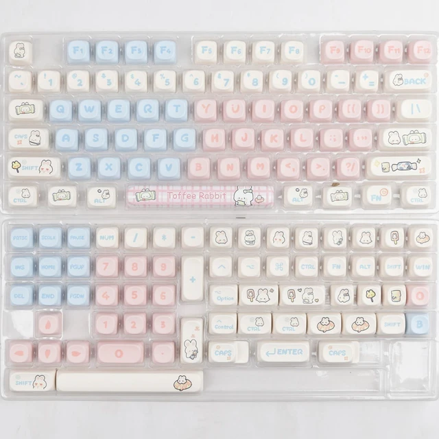 Alt view image 2 of 6 - PBT Pink Keycaps, MOA Profile Cute Keycap Set,139 Keys Milk Candy Rabbit DYE-SYB Custom Keycap for Mx Cherry Mechanical Keyboard 61/64/84/87/104/108 Layout