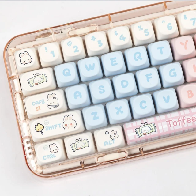 Alt view image 5 of 6 - PBT Pink Keycaps, MOA Profile Cute Keycap Set,139 Keys Milk Candy Rabbit DYE-SYB Custom Keycap for Mx Cherry Mechanical Keyboard 61/64/84/87/104/108 Layout