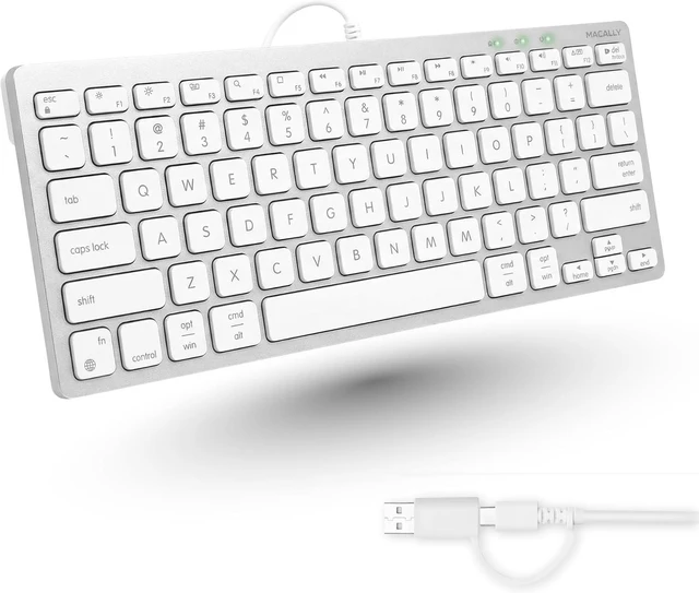 Main image of Macally USB C Wired Keyboard for Mac (USB C + USB A) Compatible Keyboard for MacBook Pro/Air, iMac & MacMini Compact Mac Keyboard