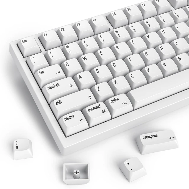 Main image of Guffercty kred 128 Keys XDA Profile Minimalist White Keycaps 75 Percent Dye-sub PBT Keyboard Caps with ISO Keys for MAC 60% 65% 75% 96% Mechanical Keyboard (Minimalist-A English Keycaps)