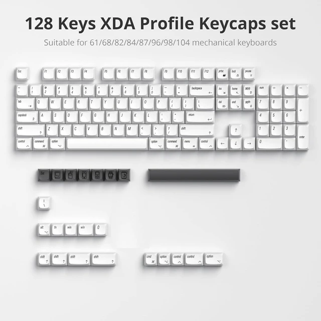 Alt view image 2 of 6 - Guffercty kred 128 Keys XDA Profile Minimalist White Keycaps 75 Percent Dye-sub PBT Keyboard Caps with ISO Keys for MAC 60% 65% 75% 96% Mechanical Keyboard (Minimalist-A English Keycaps)