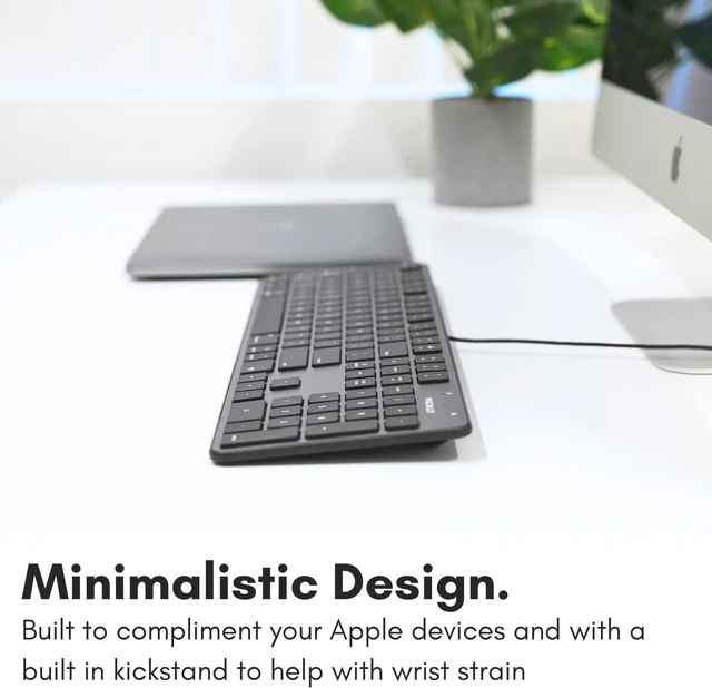 Alt view image 6 of 7 - Macally Slim USB Wired Keyboard for Mac - Full Size 104 Key Layout & 16 Shortcut Keys - Scissor Keycaps for Tactile Typing - Wired Keyboard with Numeric Keypad - Space Gray