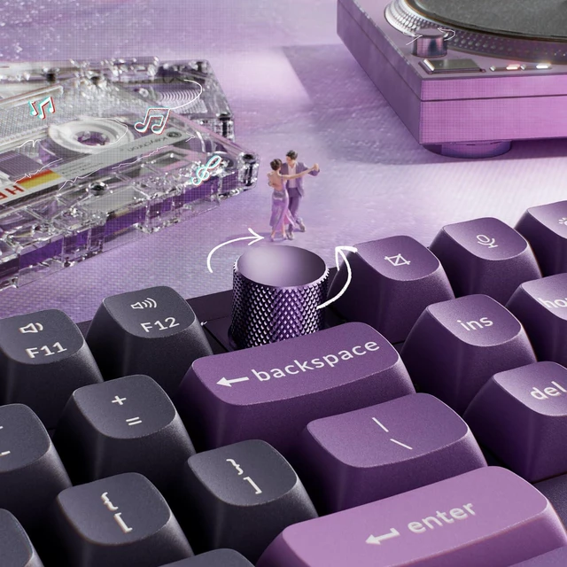 Alt view image 2 of 7 - Keychron Q6 HE - Pro Gaming Keyboard - Wireless 100% Layout, 2.4 GHz/Bluetooth/Wired, Rapid Trigger, Hot-Swappable QMK Gateron Magnetic Linear Switches, RGB, Aluminium Purple(Mac/Windows)