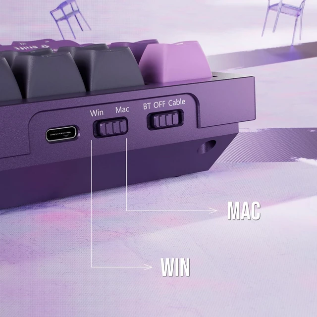 Alt view image 4 of 7 - Keychron Q6 HE - Pro Gaming Keyboard - Wireless 100% Layout, 2.4 GHz/Bluetooth/Wired, Rapid Trigger, Hot-Swappable QMK Gateron Magnetic Linear Switches, RGB, Aluminium Purple(Mac/Windows)