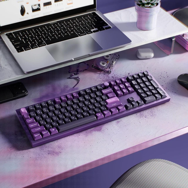 Alt view image 6 of 7 - Keychron Q6 HE - Pro Gaming Keyboard - Wireless 100% Layout, 2.4 GHz/Bluetooth/Wired, Rapid Trigger, Hot-Swappable QMK Gateron Magnetic Linear Switches, RGB, Aluminium Purple(Mac/Windows)