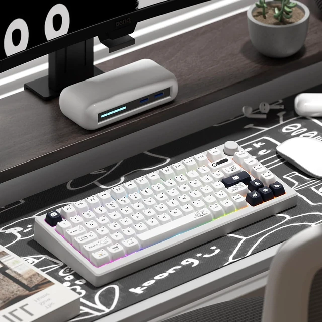 Alt view image 6 of 6 - GMKWTL XVX Cute Cat Keycaps, Mao Profile White PBT Keycaps, 143 Keys, Compatible with 65% 75% 96% 100% Cherry Gateron MX Switches Mechanical Gaming Keyboard