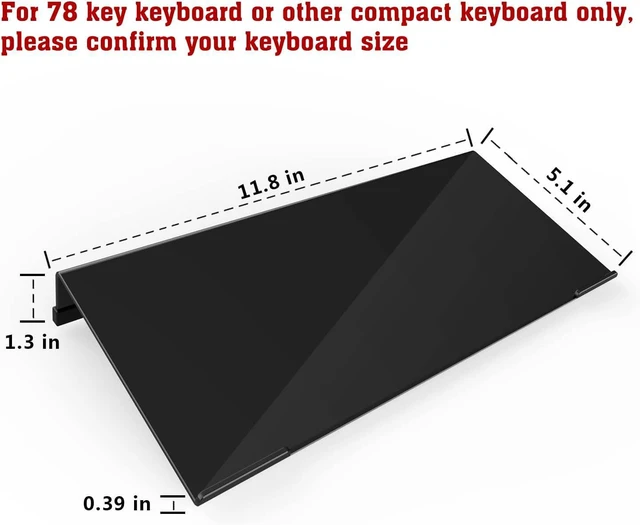 Alt view image 2 of 7 - KOTEMON Mini Computer Keyboard Stand-11.8'' x 5.1''-Small Computer Keyboard Tray Acrylic Keyboard Holder for 78 Keys Universal Compact Keyboard, with Black Silicone Strip, Black