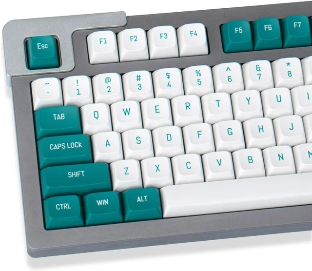 Main image of Mintcaps Dark Green White Keycaps Set 150 Keys MSA Profile Double Shot ISO/ANSI Layout for Cherry MX Switches Mechanical Keyboards