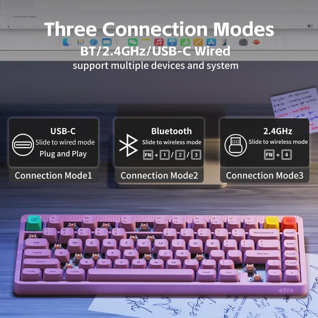 Alt view image 2 of 7 - NuPhy Node75 Wireless Mechanical Keyboard, 75% Gaming Keyboard | Hot Swappable, For Mac / Windows, Supports Touch Gestures, For Bluetooth, 2.4GHz, USB-C, RGB Backlit, PBT Keycaps