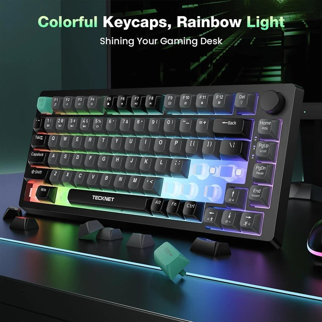 Alt view image 4 of 7 - TECKNET Gaming Keyboard, 75% Wired Keyboard, RGB Backlit, 82-Keys with Volume Knob Control, 26 Keys Anti-ghosting, Whisper Quiet Gaming Switch Travel Friendly for Windows Laptop PC Mac-Grey