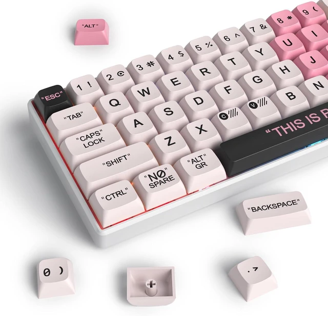 Main image of Guffercty kred Cute PBT XDA Keycaps 144 Keys Pink Heart Custom Keycaps 75 Percent Keyboard Keys Caps with keycap Puller for Mechanical Keyboards Pink Plastic