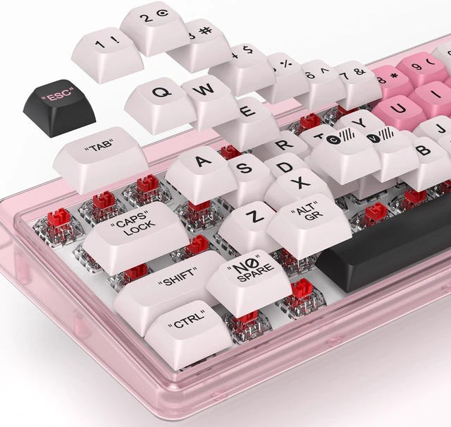 Alt view image 5 of 6 - Guffercty kred Cute PBT XDA Keycaps 144 Keys Pink Heart Custom Keycaps 75 Percent Keyboard Keys Caps with keycap Puller for Mechanical Keyboards Pink Plastic