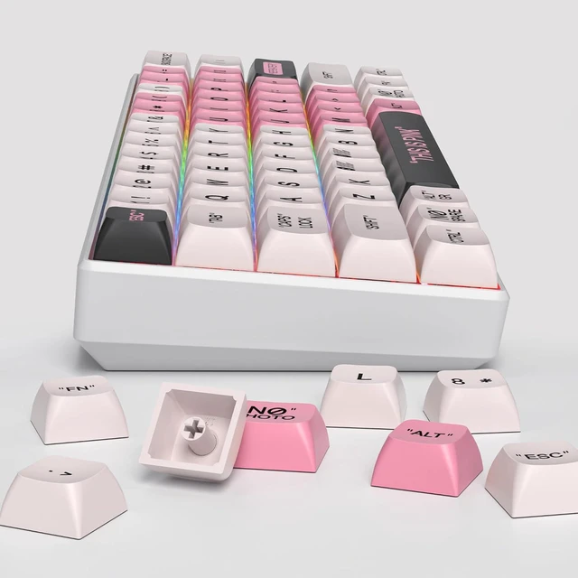 Alt view image 6 of 6 - Guffercty kred Cute PBT XDA Keycaps 144 Keys Pink Heart Custom Keycaps 75 Percent Keyboard Keys Caps with keycap Puller for Mechanical Keyboards Pink Plastic