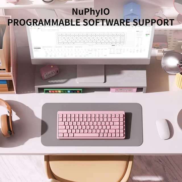 Alt view image 4 of 7 - NuPhy Node75 Hot-swap Wireless Mechanical Keyboard Pink-Blush Nano Switch | Hot Swappable, For Mac / Windows, Supports Touch Gestures, For Bluetooth, 2.4GHz, USB-C, RGB Backlit, PBT Keycaps, Wireless