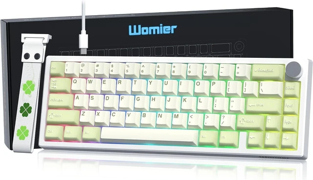 Main image of Womier 60% Gaming Mechanical Keyboard Green QMK/VIA | Creamy Keyboard Wired,Hot Swappable Gasket Mount RGB Key board,PBT Keycaps POM Linear Switch for Windows/MAC (VK66 PRO)