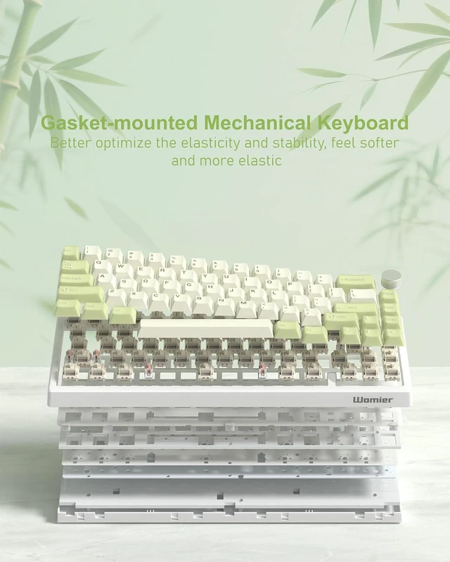 Alt view image 5 of 6 - Womier 60% Gaming Mechanical Keyboard Green QMK/VIA | Creamy Keyboard Wired,Hot Swappable Gasket Mount RGB Key board,PBT Keycaps POM Linear Switch for Windows/MAC (VK66 PRO)