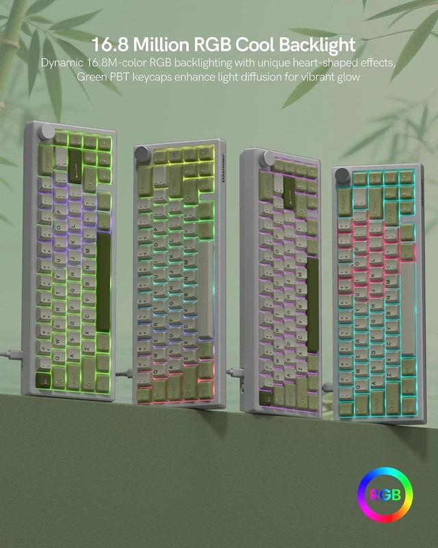 Alt view image 6 of 6 - Womier 60% Gaming Mechanical Keyboard Green QMK/VIA | Creamy Keyboard Wired,Hot Swappable Gasket Mount RGB Key board,PBT Keycaps POM Linear Switch for Windows/MAC (VK66 PRO)